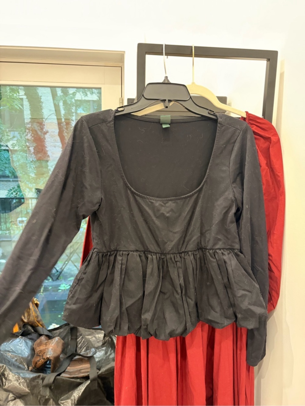 Wild Fable Black Long Sleeve Peplum Blouse